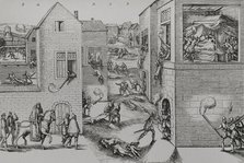 Assassination attempt of Gaspar de Coligny, (1519-1572) by means of an attack on 22 Aug 1572 (1877). Creator: Unknown.