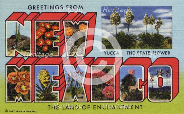 'Greetings from New Mexico, the Land of Enchantment', postcard, 1959. Artist: Unknown