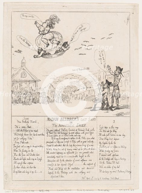 Madam Blubber's Last Shift or The Aerostatic Dilly, April 29, 1784., April 29, 1784. Creator: Thomas Rowlandson.
