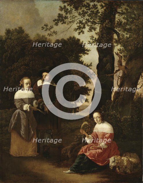A Couple and a Shepherdess in a Landscape, 1661. Creator: Hendrick van der Burch.