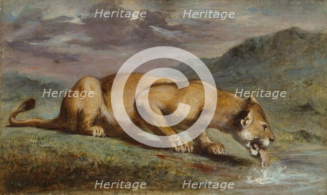 Wounded Lioness, 1840/50. Creator: Pierre Andrieu.