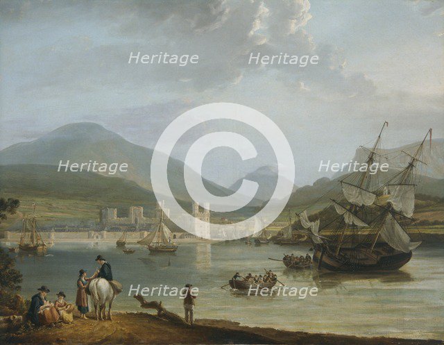 'Caernarvon Castle and bay', c1780-1810. Artist: Nicholas Pocock