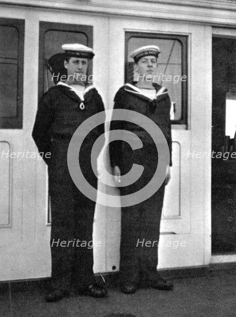 Two ship's boys on the royal yacht Victoria and Albert III, 1908.Artist: Queen Alexandra