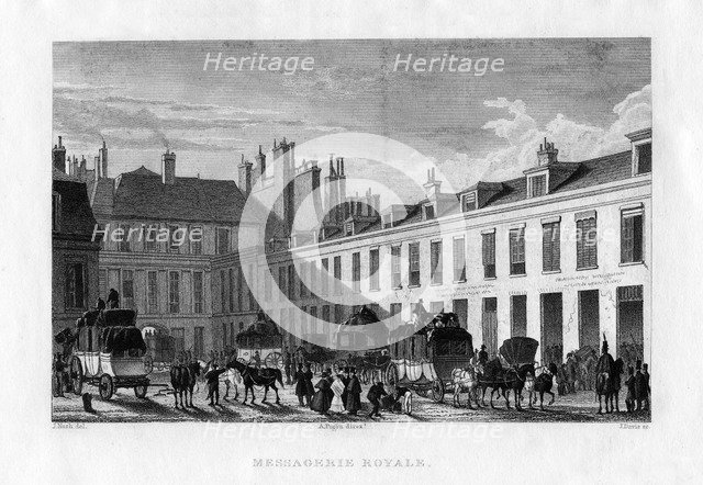 Royal courier service, Paris, France, 1829.Artist: J Davis