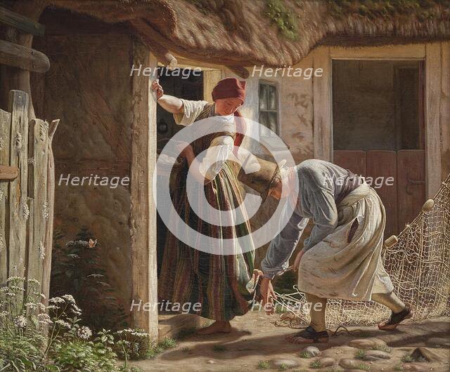 The Girl, Caught in the Net, 1869. Creator: Christen Dalsgaard.