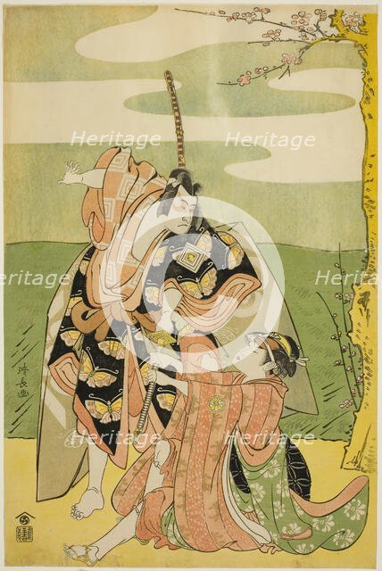 The Actor Ichikawa Monnosuke II as Soga no Goro and Segawa Kikunojo III as Tsukisayo..., c. 1782. Creator: Torii Kiyonaga.