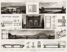 Several engravings of civil constructions for railway traffic, Madrid 1880.