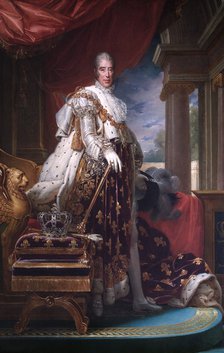 Portrait of King Charles X of France in his coronation robes, c1824.  Artist: Francois Pascal Simon Gerard.