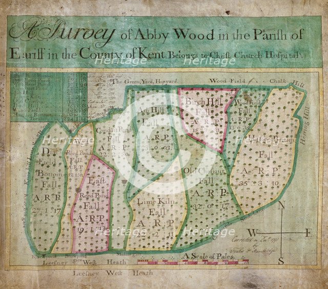 Map of Abbey Wood, part of Erith or Lesnes Manor on the eastern boundary of Woolwich, Kent, 1791. Artist: Anon