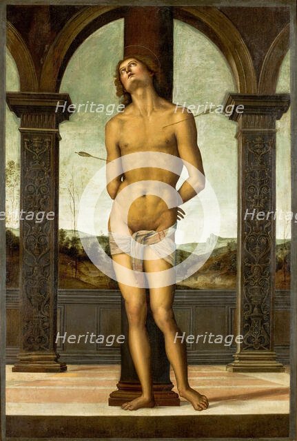 Saint Sebastian at the Column, ca 1500-1510. Creator: Perugino (ca. 1450-1523).