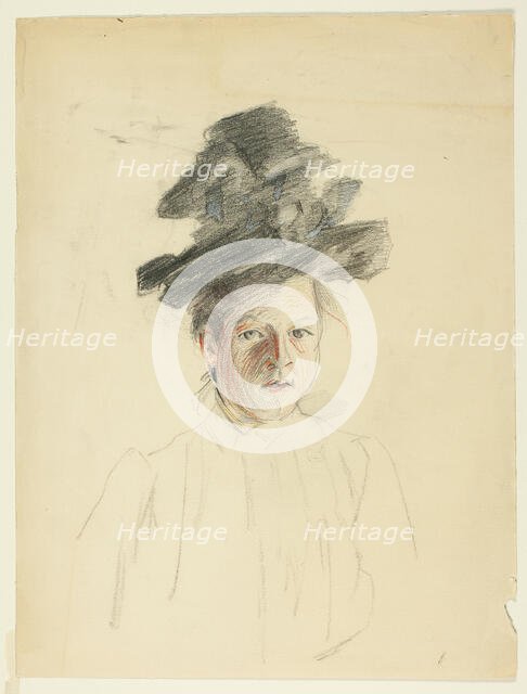 Portrait of a Woman with Black Hat, 1884/1903. Creator: Philip William May.