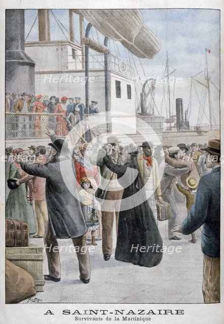 Survivors from the eruption of Mount Pelee on Martinique, Saint-Nazaire, France, 1902. Artist: Yrondy