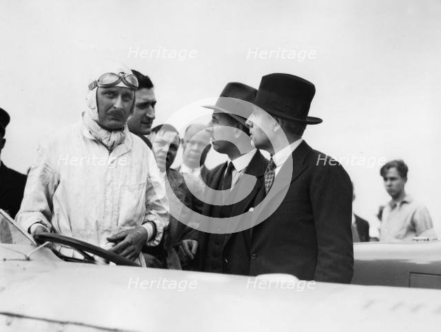 Kaye Don and Louis Coatalen at Daytona Beach 1930 for Silver Bullet land speed record attempt. Creator: Unknown.