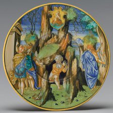 Plate with Amphiaraus and Eriphyle (from the Hercules Service), 1532. Creator:  Francesco Xanto Avelli.