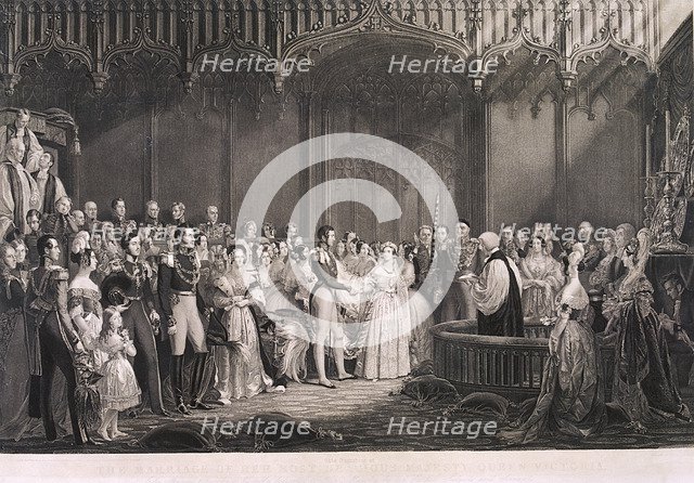 Queen Victoria and Prince Albert's marriage in St James's Palace, London, 1840. Artist: Anon