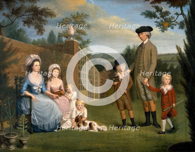 John Coakley Lettsom, physician, with his family, in the garden of Grove Hill, Camberwell, (1786?). Creator: Unknown.