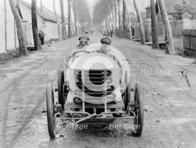 Lorraine Barrow at the wheel of a De Dietrich, Paris to Madrid Race, 1903. Artist: Unknown