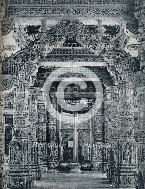 'Marble Sculpture at an entrance to a Jain Temple at Dilwara, Mount Abu', c1100.  Artist: Unknown.