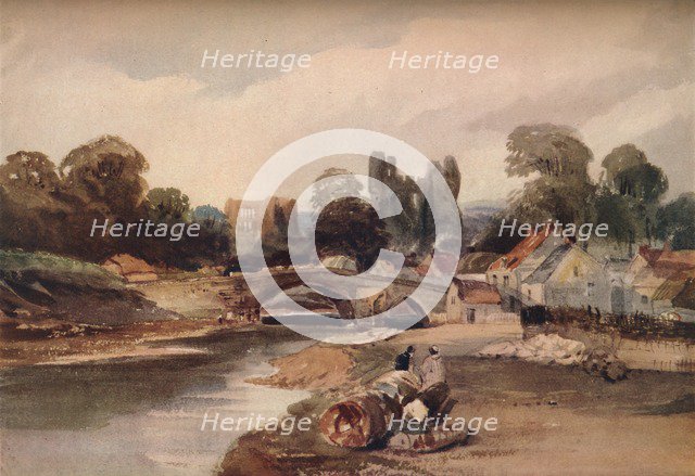 'A Village on a River, with Bridge and Ruins', c1824. Creator: Peter de Wint.