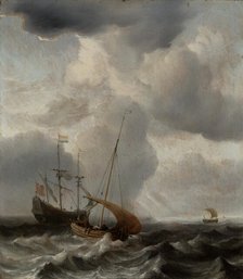 Stormy Sea with Ships, 1659. Creator: Willem van de Velde the Younger.