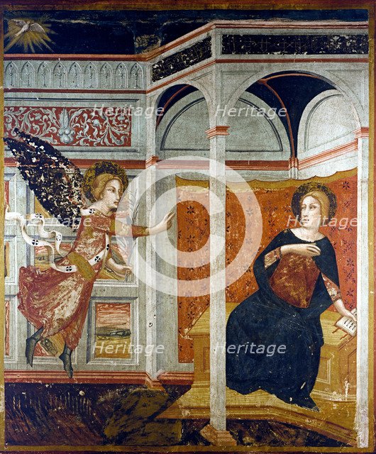 Annunciation, table of the Vallmoll altarpiece, by Jaume Huguet.