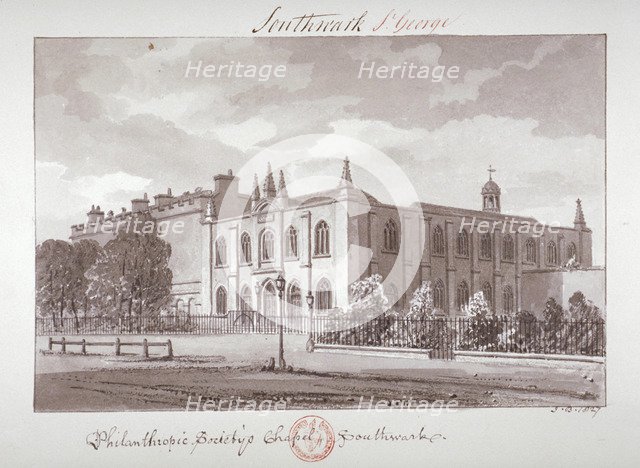 Chapel belonging to the Philanthropic Society Institution, London Road, Southwark, London, 1827. Artist: John Chessell Buckler