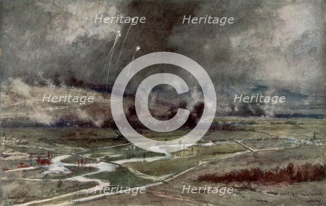 'The attack on the German positions north of the Aisne, 16th April 1917', (1926).Artist: Francois Flameng