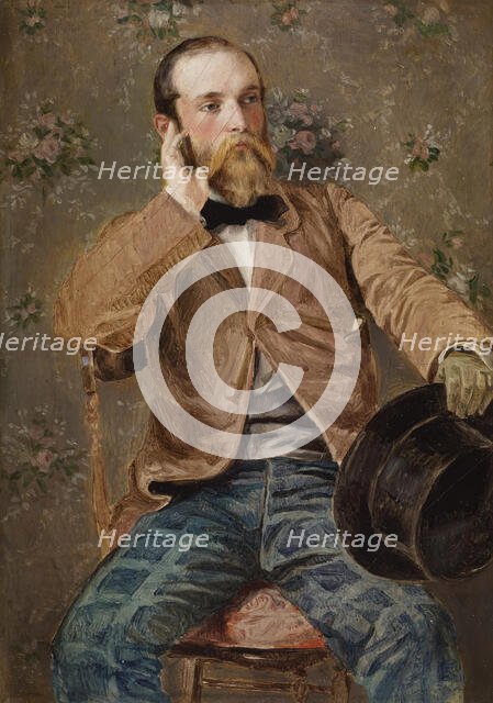 Self-Portrait with Flowered Wallpaper, 1848-1850 (?). Creator: Richard Caton Woodville.