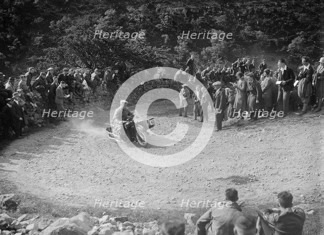 Matchless and sidecar of TJ Rose competing in the MCC Edinburgh Trial, 1930. Artist: Bill Brunell.