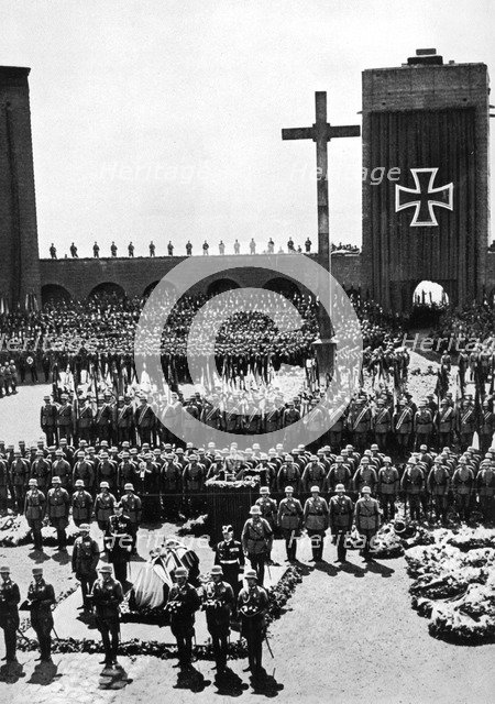 State funeral of President Paul von Hindenburg, Tannenberg, Germany, 1934. Artist: Unknown