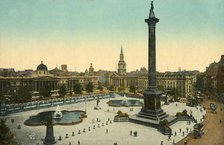 The National Gallery and Nelson's Column, Trafalgar Square, London, c1910.  Creator: Unknown.