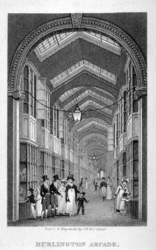 Burlington Arcade, Westminster, London, c1825. Artist: Henry Sargant Storer