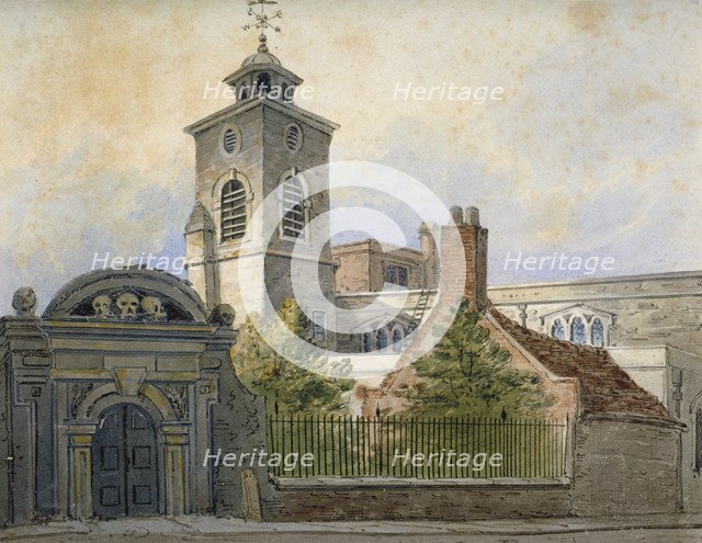 View of the Church of St Olave, Hart Street, from Seething Lane, City of London, 1815. Artist: William Pearson