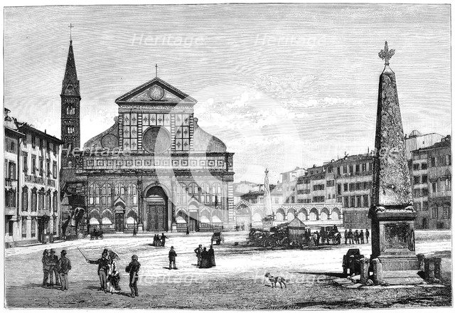 Piazza and church of Santa Maria Novella, Florence, Italy, 1882. Artist: Unknown