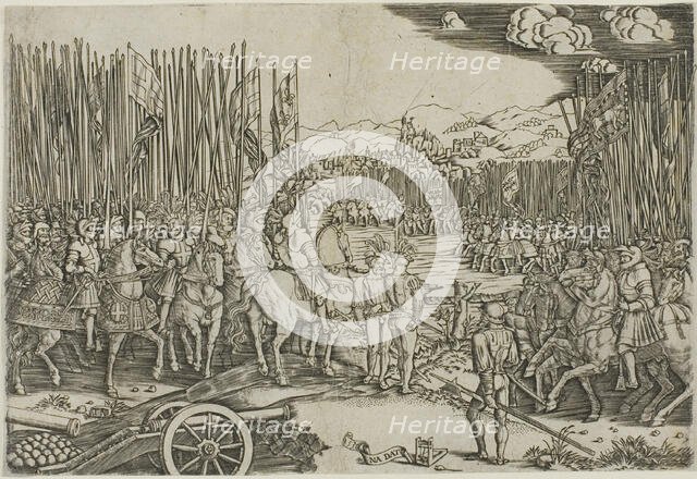 The Two Armies at the Battle of Ravenna, 1512, c.1512, printed 1530. Creator: Master with the Mousetrap.