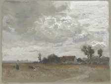 Woman with goats at a farm, late 19th century. Creator: Philipp Röth.