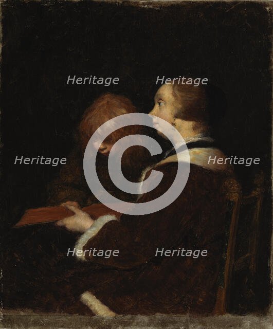 The Reading Lesson, copy after Ter Borch, 1894-1900. Creator: Maria Wiik.