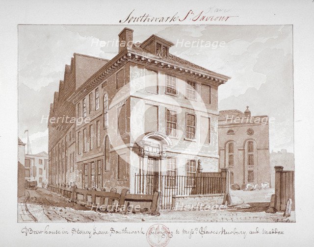 View of a brew house on Stoney Lane, Bermondsey, Southwark, London, c1827. Artist: John Chessell Buckler