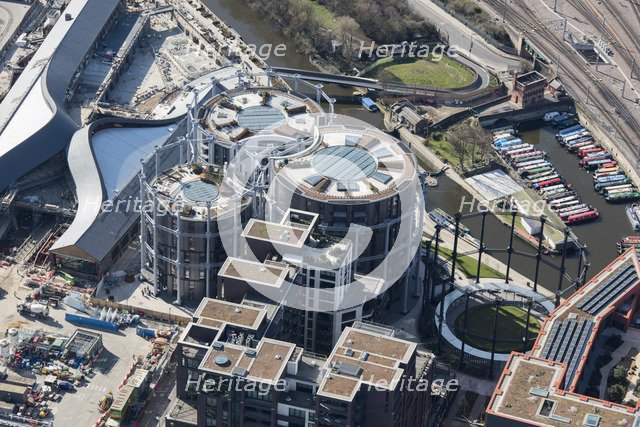 Gasholders Nos 10, 11 and 12 ('Siamese Triplets'), Kings Cross, London, 2018. Creator: Historic England Staff Photographer.
