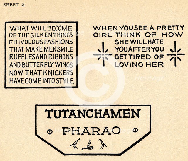 Sheet 2, from a portfolio of alphabets, 1929. Artist: Unknown.