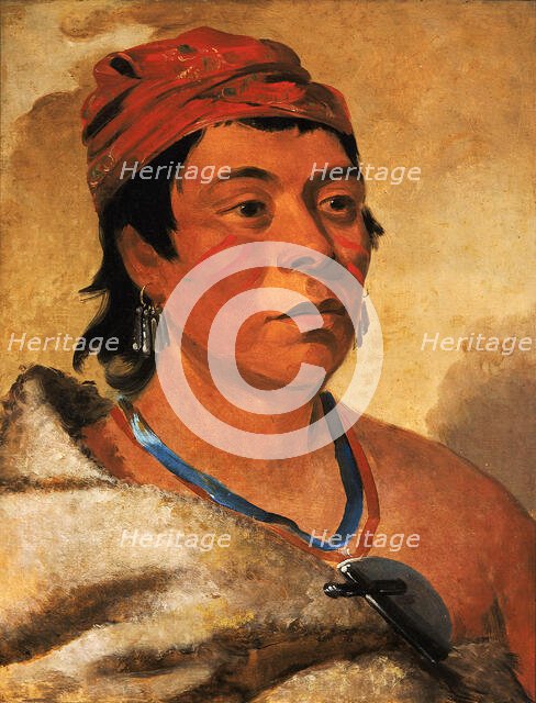Round Island, a Warrior, 1831. Creator: George Catlin.
