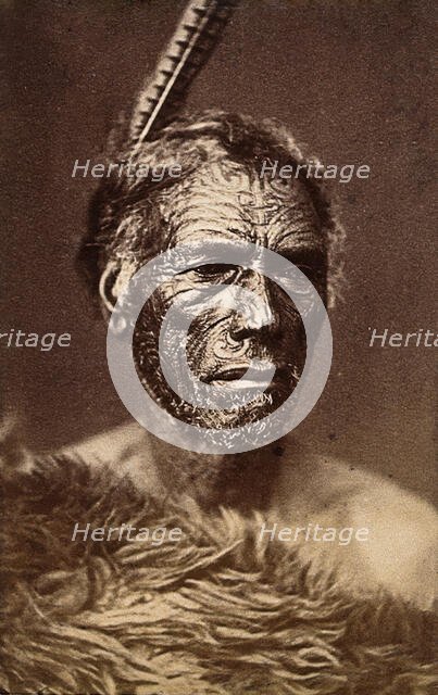 New Zealand: a Maori man, 19th century. Creator: Unknown.