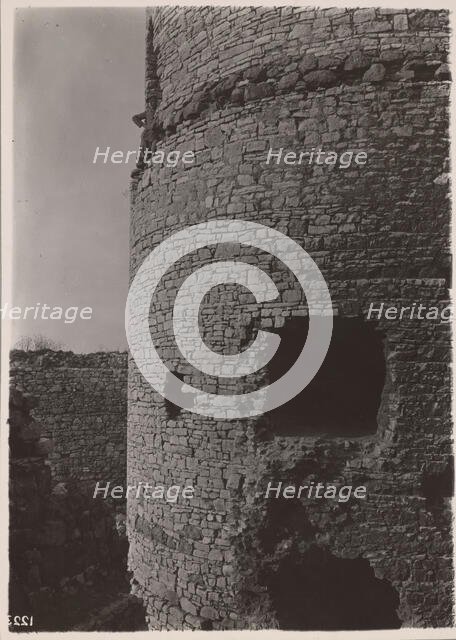 Castle - fragment of the lower parts of the cylindrical tower, Bedzin, 1924. Creator: A Karczewski.
