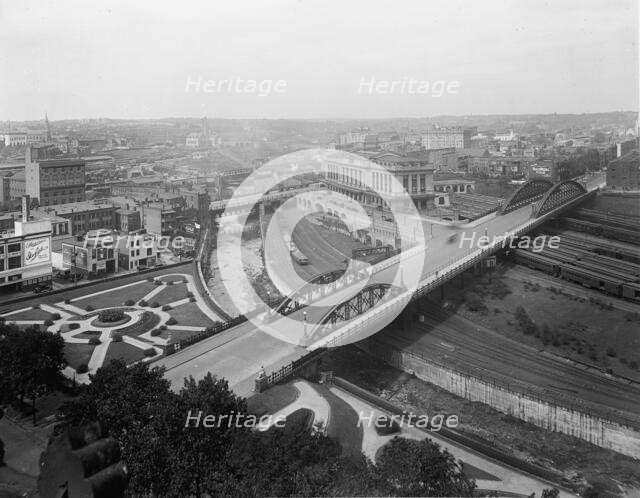 Pennsylvania Station, Baltimore, showing Charles Street and Jones Falls, between 1911 and 1920. Creator: Unknown.