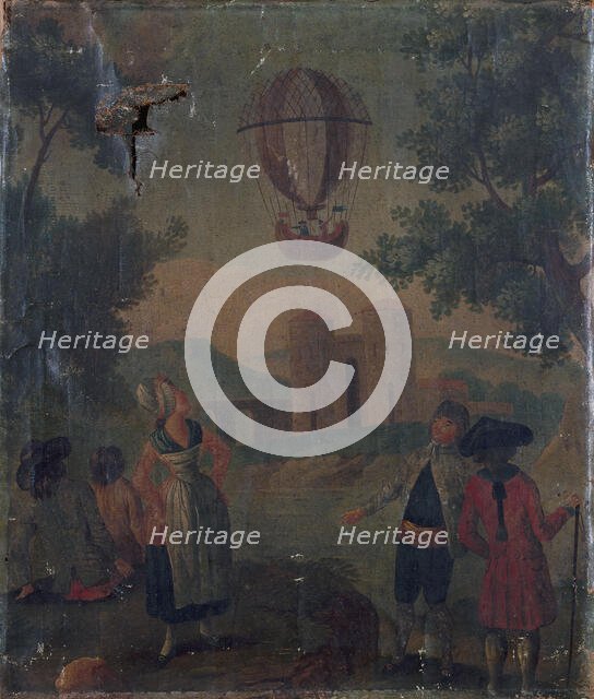 Ascent of an aerostat, around 1783, between 1778 and 1788. Creator: Unknown.