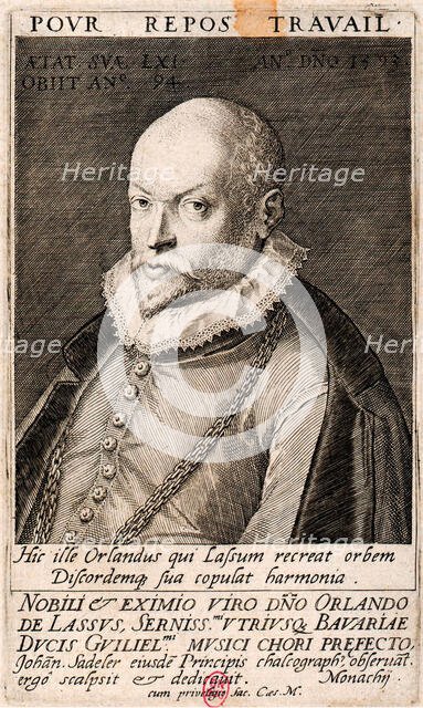 Portrait of the Composer Orlando di Lasso (1532-1594), 1593. Creator: Sadeler, Jan (Johannes), the Elder (1550-1600).