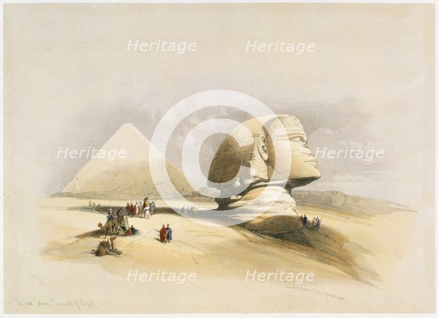 The Great Sphinx and the Pyramids of Giza, 19th century. Artist: David Roberts