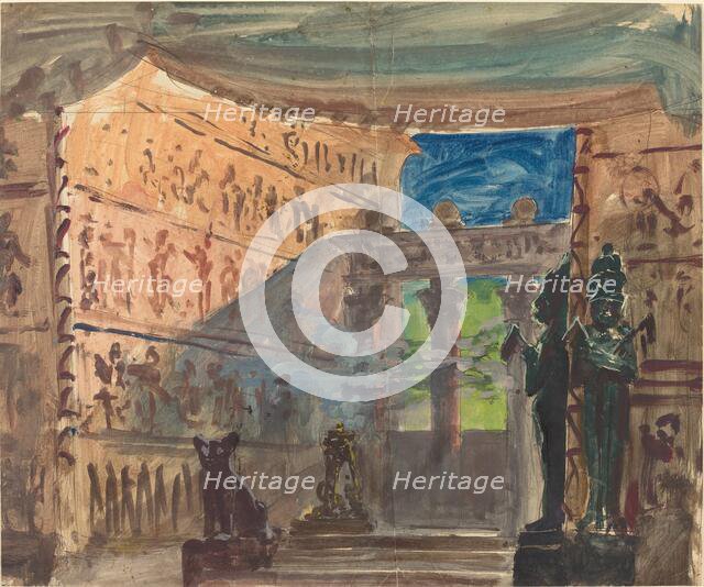 Interior of an Ancient Egyptian Temple, c.1888. Creator: Robert Caney.