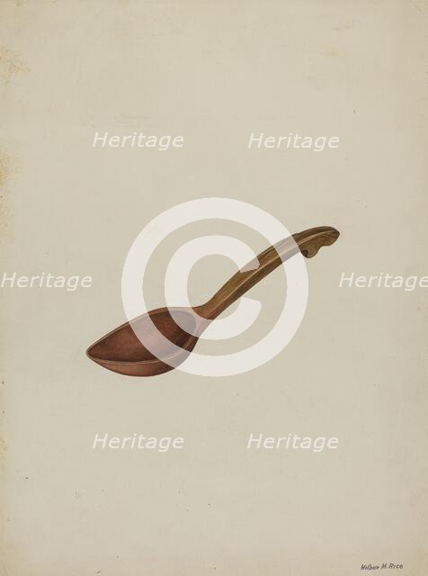 Oval Wooden Spoon, c. 1937. Creator: Wilbur M Rice.