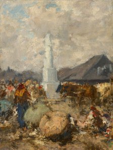 At the Market near the Holy Trinity Column in Szolnok, 1865-1875. Creator: August von Pettenkofen.